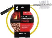 RUECAB - Chimney Sweeping kit for Pellet Stove Ø80mm 3m, Flexible, Fiberglass Rod with Thread M12 X 1.75MM - Synthetic Bristle swabs 80mm - Special Pellet stoves