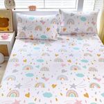 Homilay Queen Sheets Set Kids - 4 Piece Rainbow Sheets for Boys, Girls, Teens, Toddler, Easy Fit Deep Pockets, Breathable, Wrinkle-Free, Cozy Soft Cartoon Print Cute Bed Sheets