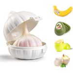 Plastic Reusable Vegetable Storage Box Garlic Keeper Safe Box Banana Case Lemon Saver Freezer Fridge Holder Left Over, Fresh-Keeping Cases (Garlic Saver Box)