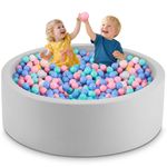 Aunekiv Baby Ball Pit, Round Soft Foam Ball Pit for Toddlers, Indoor Outdoor Large Kids Ball Pool, 120x40cm, Balls Not Included, Grey