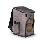 Barkbutler x Fofos Backpack Carrier, Grey |Anti-Scratch Breathable mesh + Padded Base| Sturdy Structure + Metal Leash Clip | Foldable Structure for Easy Road Travel + Extra Storage Pockets + Zippers