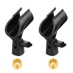 2 Pack Adjustable Microphone Clip Holder for Mic Stand, Mic Clip Holder for Wired Wireless Mic, Universal Microphone Holder Clamp with 5/8" to 3/8" Mic Screw Adapter