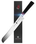 TUO Bread Knife 9 inch - Kitchen Razor Sharp Serrated Bread Cutter Professional Cake Slicing Knives for Baked Food - Japan AUS-8 Stainless Steel with Pakkawood Handle - Ring Lite Series with Gift Box