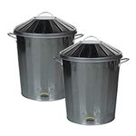 simpa 2 x 40L 40 Litre Galvanised Metal Dustbin Tapered Design Kitchen House Garden Storage Unit Bin.