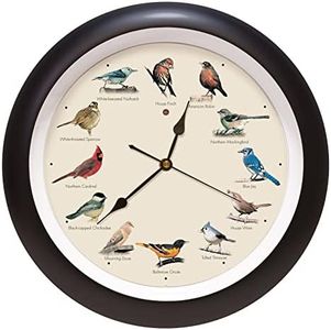 Mark Feldstein and Associates Original Singing Bird Wall Clock, 13 Inch (Black)