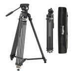 SmallRig AD-01S Video Tripod, 74" Heavy Duty Tripod with Pan and Tilt Fluid Head, Dual-Mode Quick Release Plate, Load up to 13.2lb / 6kg for DSLR, Camcorder, Cameras - 4686