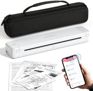 PhoFuta Imprimante Portable A4-300 DPI Mini Imprimante Portable Prise en Charge du Papier Ordinaire, Imprimante Portable Bluetooth Compatible avec Android et iOS, Blanc avec 1 Boîte de Rangement