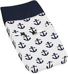 Sweet Jojo Designs Navy Blue White Anchors Boy Girl Baby Nursery Changing Pad Cover - Nautical Theme Ocean Sailboat Sea Marine Sailor Anchor Unisex Gender Neutral