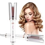 CkeyiN Automatic Hair Curler, 25mm Curling Tongs with 3-Speed Adjustable Temperature, Professional Anti-scalding Curling Iron for Long & Short Hair Styling, White, 1.0 Count