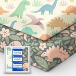 TotBasic Dinosaur Crib Sheets for Boys, Premium Soft Crib Mattress Fitted Sheet, Ultra Breathable Baby Sheets, Super Stretchy Baby Bed Sheets 28x52x9 Extra Deep Pocket, 2 Pack