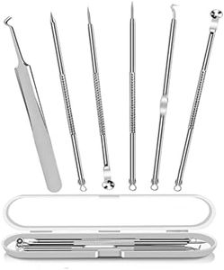 【6 piezas】Extractor de Puntos Negros Kit, Herramientas para eliminar puntos negros de Acné para Quita Espinillas Granos Comedones, Profesional Para Tratamiento de Puntos Negros
