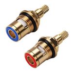 Brass Bathroom Sink Faucet Valve Stem - 2Pcs Hot and Cold Ceramic Disc Stem Valve Repair Bathroom Faucet Stem Cartridge Replacement - Brass Kitchen Faucet Cartridge Replacement Sink Faucet