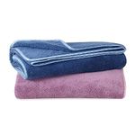 UrbanLeaf Microfiber Large Bath Towel | Quick Dry Super Absorbent - Bath Towel for Men and Women | Navy Blue & Purple | Towel for Bath, Travel, Gym, Beach, Pool, and Yoga (70 X 140 CMs)
