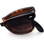 Joopin Square Folding Sunglasses Mens Women, UV400 Protection Trendy Foldable Sunglasses Poalrised for Driving Fishing Travel 2024 (Foldable Tortoise Brown)