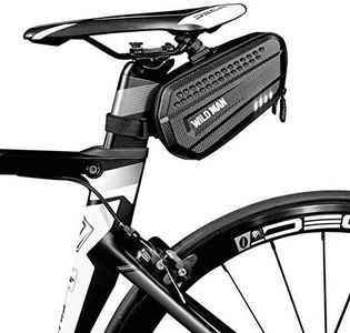 WILD MAN 1.2L Cycling Waterproof Hard Shell Bike Saddle Bag Under Seat for Road Mountain Bicycle Cycling(Black,ES7)