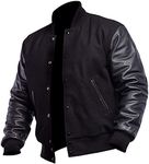 LP-FACON black bomber jacket men - black letterman jacket - Black varsity jacket