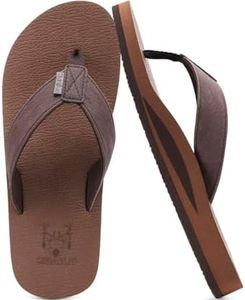 KuaiLu Men's Yoga Mat Flip Flops Thong Sandals with Arch Support Coffee Size 9