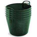 Neat Plastics 42L Flexi Tubs 5 Packs - Versatile Large Garden Tubs with Handles, Handy Builders Buckets Heavy Duty, Ideal Bath Bucket & Flexi Bucket, Durable Flexible Buckets for Home & Garden (Green)