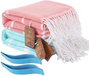 2 Packs Cotton Turkish Beach Towels Oversized Sand Free Quick Dry Bathroom Pool Towel Extra Large Adult Travel Vacation Cruise Carnival Ship Esseentials Must Haves Packing List Accessories Must Haves