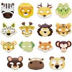 TOPWAYS Animal Masks Party Bag Fillers for Kids, 15 Pcs Children Masks Dress Up Cosplay Halloween Party Masquerade Birthdays Xmas Jungle Theme Party Supplies