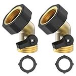 Twinkle Star 3/4" Brass Shut Off Valve Gooseneck Garden Hose Connector, 2 Pack