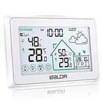 BALDR Wireless Weather Station with Outdoor Sensor, Digital DCF Radio Clock, Indoor and Outdoor Thermometer, Hygrometer with Weather Forecast, Wireless Thermometer with Battery Operated Weather