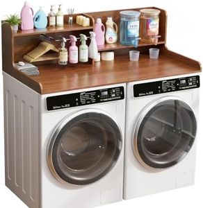 DTK Washer Dryer Countertop with Shelf, 2-Tier Laundry Topper, Clothes Rail
