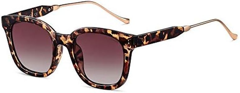 SOJOS Classic Square Polarized Sunglasses for Women Men Retro Trendy UV400 Sunnies SJ2050, Leopard/Purple