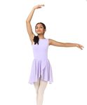 IKAANYA Girls Ballet Classic Boat Neck Leotard and Elastic Waist Band Skirt Combo (Lavender, 12 Years-15 Years)