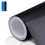 NewL 6D Carbon Fiber Vinyl Wrap Roll, Black Self-Adhesive Waterproof Gloss Carbon Fibre Sticker Roll with Plastic Scrapers for Car Interior, DIY Motorcycles and Laptop (50cm x 150cm)