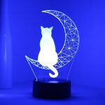 EXIGENT 3D LED Light Moon Cat Lamp Acrylic Illusion Night Flashing Cool (Moon_Cat)