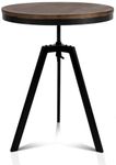 Artiss Dining Table, Metal Wooden Adjustable Outdoor Round Coffee Bar Side Small Tables Kitchen Hallway Breakfast Pub Bistro Desk Home Indoor Patio Garage Furniture, 2cm Thick Top Brown Black