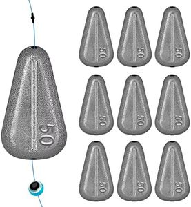 THKFISH Fishing Weights Sinkers No Roll Sinkers Lead Weights No Snag Flat Inline Sinkers for Catfishing Rigs Saltwater Freshwater-50G-10PCS