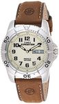 Expedition Timex Men's Quartz Strap Watch with Yellow Dial Analogue Display and Brown Leather