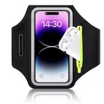 6.8’’ Running Armband Phone Holder with Airpods Bag, Sweatproof Mobile Phone Sport Armbands, Phone Strap for Running is Compatible with iphone 15 14 13 12 11 X 8 Plus Pro Max and Samsung