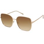 SOJOS Trendy Oversized Square Metal Frame Sunglasses for Women Men Flat Mirrored Lens UV Protection Sunglasses SJ1146 with Bright Gold Frame/Gradient Brown Lens