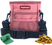 PupSensei Dog Treat Pouch, Durable Oxford Polyester, No-Spill Magnetic Closure, Treat Pouches for Pet Training with Metal Clip, Waist Belt, Adjustable Strap, Poop Bag Dispenser (Light Pink)