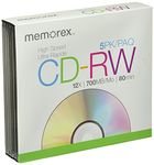 Memorex 32020022409 8x-12x CD-RW Media (5-Pack with Slim Jewel Cases)