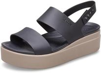 Crocs Women's Brooklyn Low Wedges, Platform Sandals, Black/Mushroom, 7