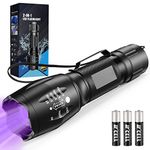 MOWETOO UV Torch LED Torch 2 in 1 Black Light with 4 Modes Waterproof 395nm UV Light Super Bright 500lm for Inspection Pet Urine Detecting Camping Including Accessories 3 AAA Batteries, ‎LE-8613d