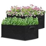 KAHEAUM 2 Pack Raised Garden Planter Fabric Bed, Durable Square Planting Grow Pot for Carrot Onion Herb Flower Vegetable Plants Patio Container Gardening Plant Grow Bags-Black