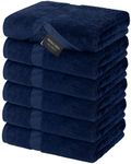 Canadian Linen Imperial Economy 6 Pack Navy Blue Hand Towels for Bathroom 16"x27" inches 100% Terry Cotton Thin Towels Lightweight Quick Dry Towel for Gym, Shower, Hotel, Bath and Spa