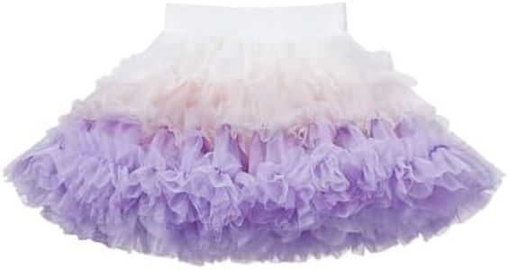 Silkglory Girl Tutu Skirt Layered Tulle Skirts for Little Girls Fluffy Ballet Dress Up for Party Halloween Performances,4-5T Gradient Purple