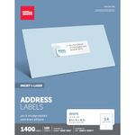 Office Depot White Inkjet/Laser Address Labels, 1 1/3in. x 4in., Pack Of 1,400, 505-O004-0019