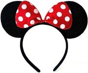 DangerousFX Black with Red Bow and White Polka Dot Minnie Mouse Disney Fancy Dress Ears Head Band