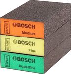 Bosch 3x EXPERT S471 Standard Blocks (for Paint on wood, Softwood, Ø 69 x 97 x 26 mm, Medium/Fine/Superfine, Professional Accessory Hand Sanding)