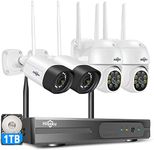 Hiseeu Security Cameras Wireless Outdoor System 5MP PTZ&Bullet Cameras IP66 Waterproof -Night Vision Motion Alert with 1TB Storage WiFi Security Camera No Monthly Fees