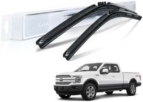 Clix Wipers - Compatible with Ford F-Series (18"/18") Black Carbon Fiber Windshield Wiper Blades (F150, F250, F350, F450), All-Weather Complete Front Set of 2, Includes Quick Connect Clips (1994-1996)