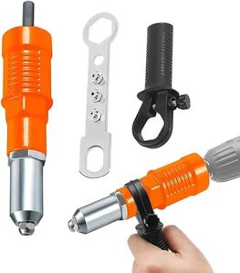 KEWAYO Rivet Gun Tool, Rivet Gun Adapter Kit, Rivet Drill Tool with 2.4mm/3.2mm/4.0mm/4.8mm Rivets Heads, Cordless Electric Power Drill Adaptor Attachment