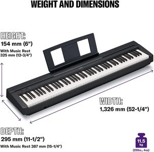 Yamaha P-45B Digital Piano – 88-Key Weighted Keyboard, Black